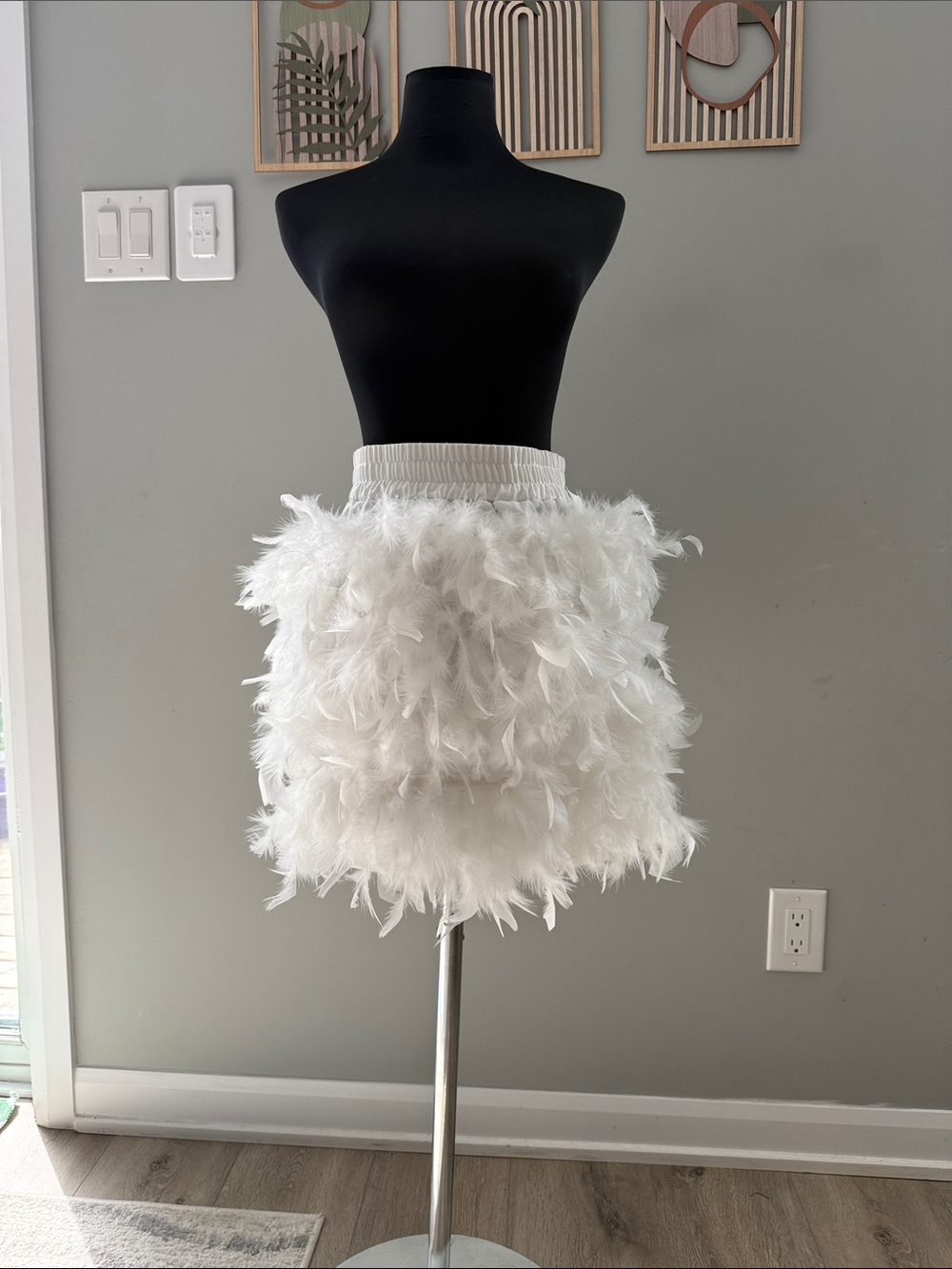 White Feather Mini Skirt
